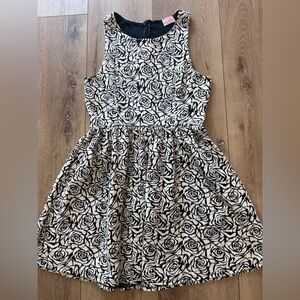 50’s Style Fit and Flare Floral Black and White Women’s Dress.